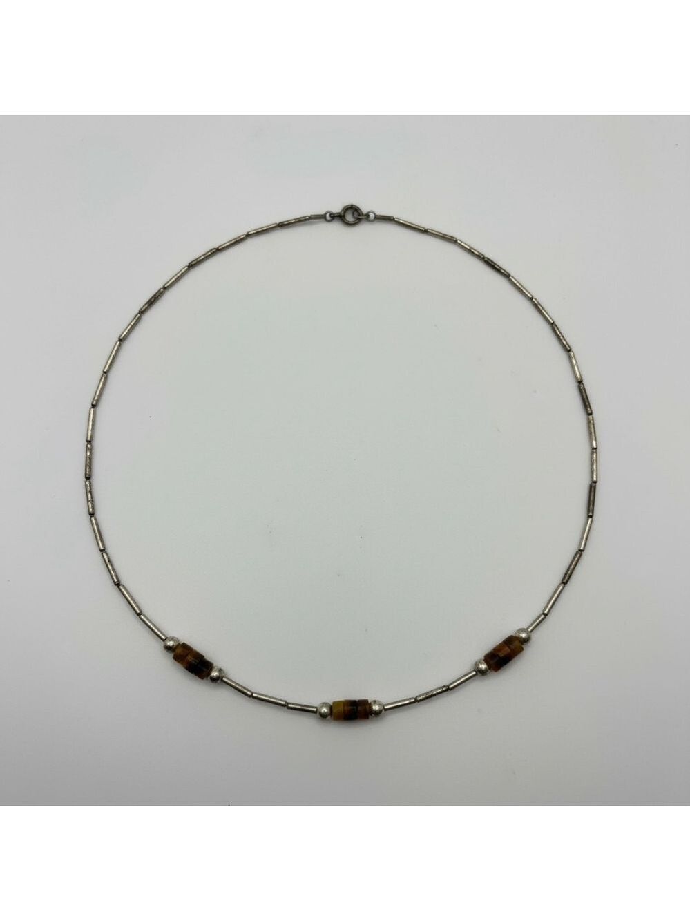 Vintage Liquid Silver Heishi Necklace with red corak beads - Picture 3 of 4